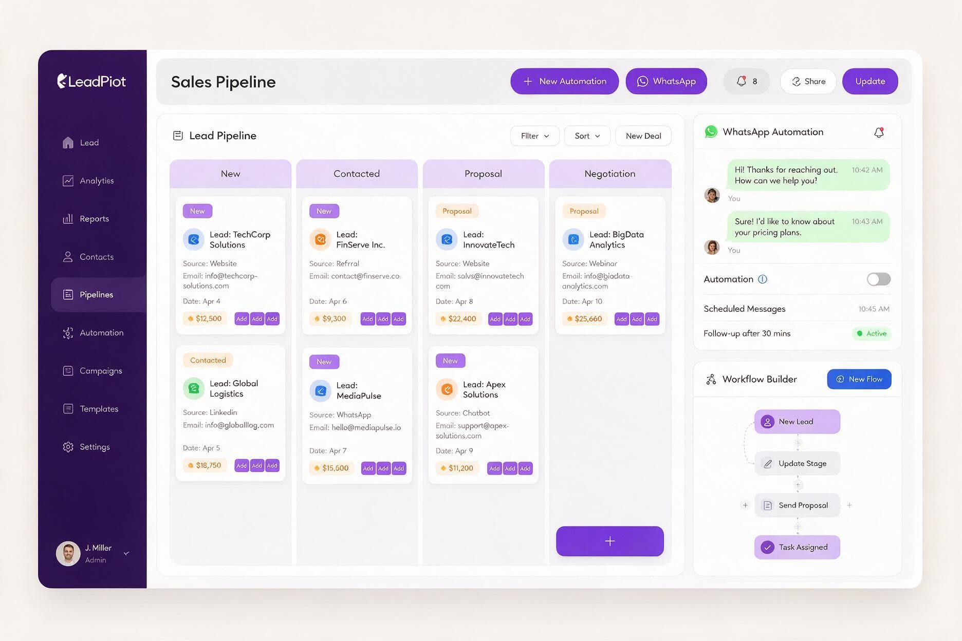 Wholesale Hub project by GitzTech — a GoHighLevel CRM, funnel and WhatsApp automation build for a wholesale B2B business.